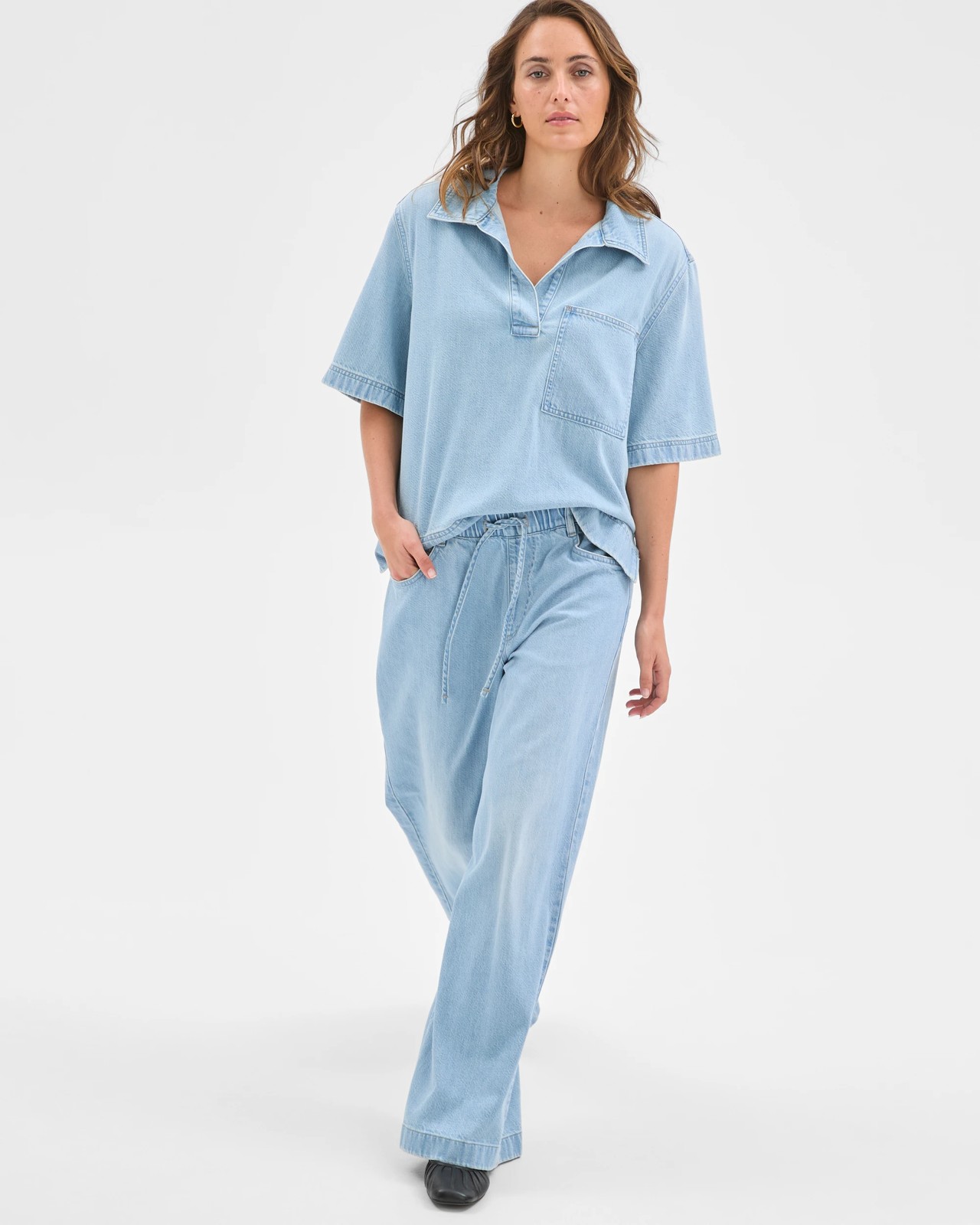 Airloom Pull On Wide Leg Denim Jeans 3 of 6
