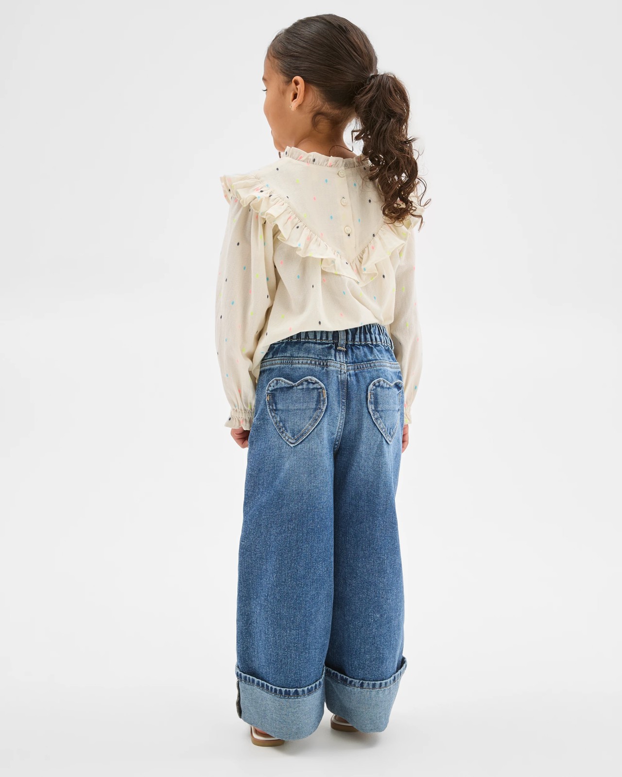 Denim Folded Up Hem Wide Leg Jeans 5 of 6