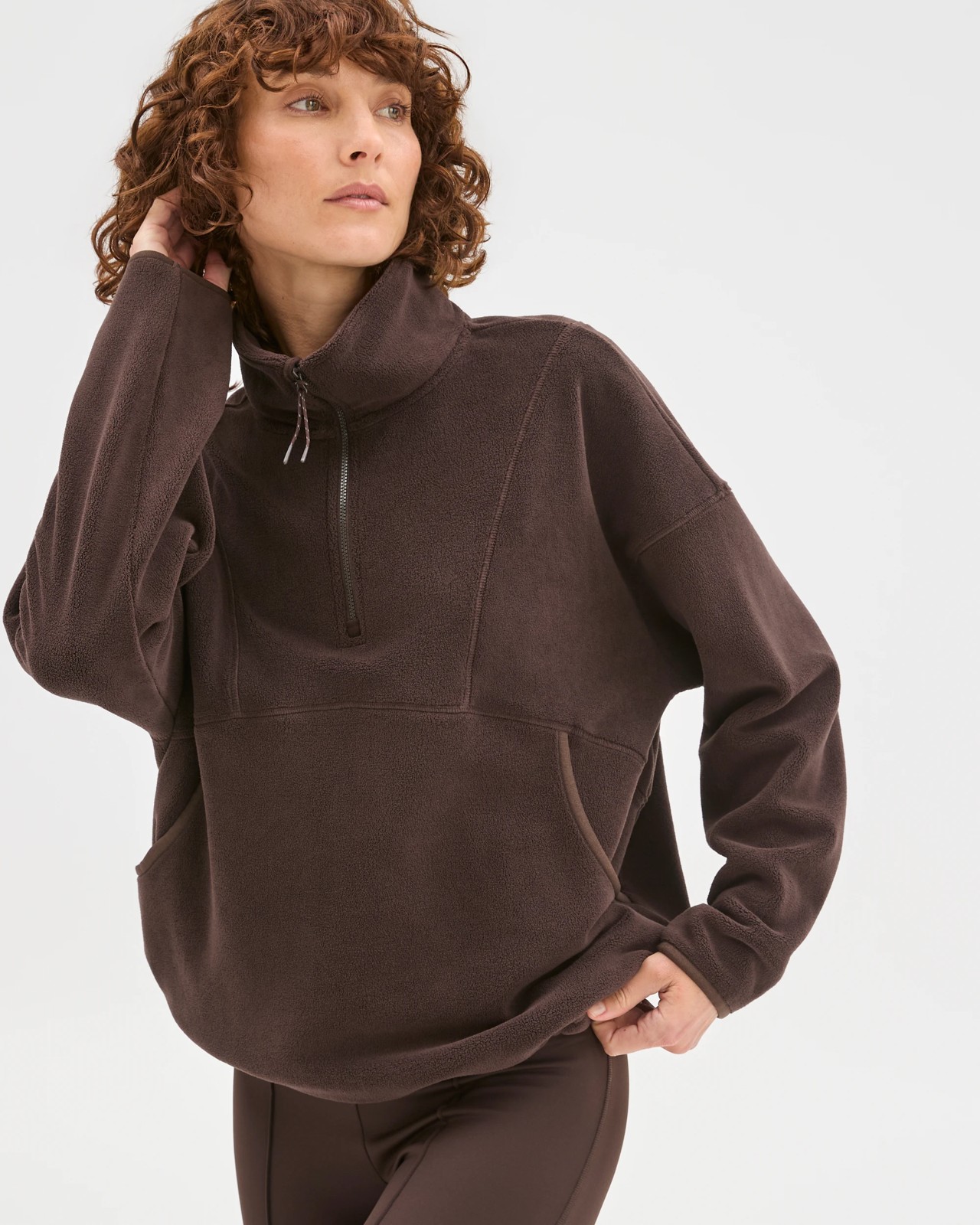 Polar Fleece 1/4 Zip Jumper - Cocoa 2 of 6