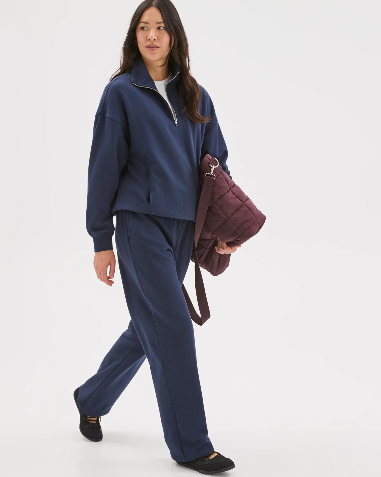 Active Australian Cotton Blend Straight Leg Fleece Trackpants - Marine Navy 3 of 6