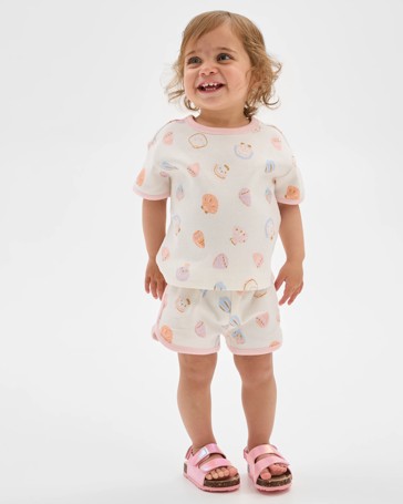 Organic Cotton Baby Waffle Top and Short 2 Piece Set