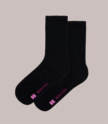 Underworks 2 Pack Cushioned Sole Crew All Day Socks - Black