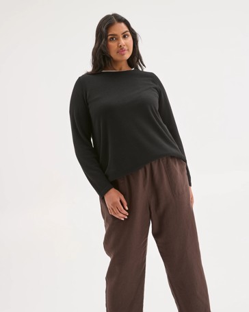 Plus Size Long Sleeve Curve Hem Rib Jumper
