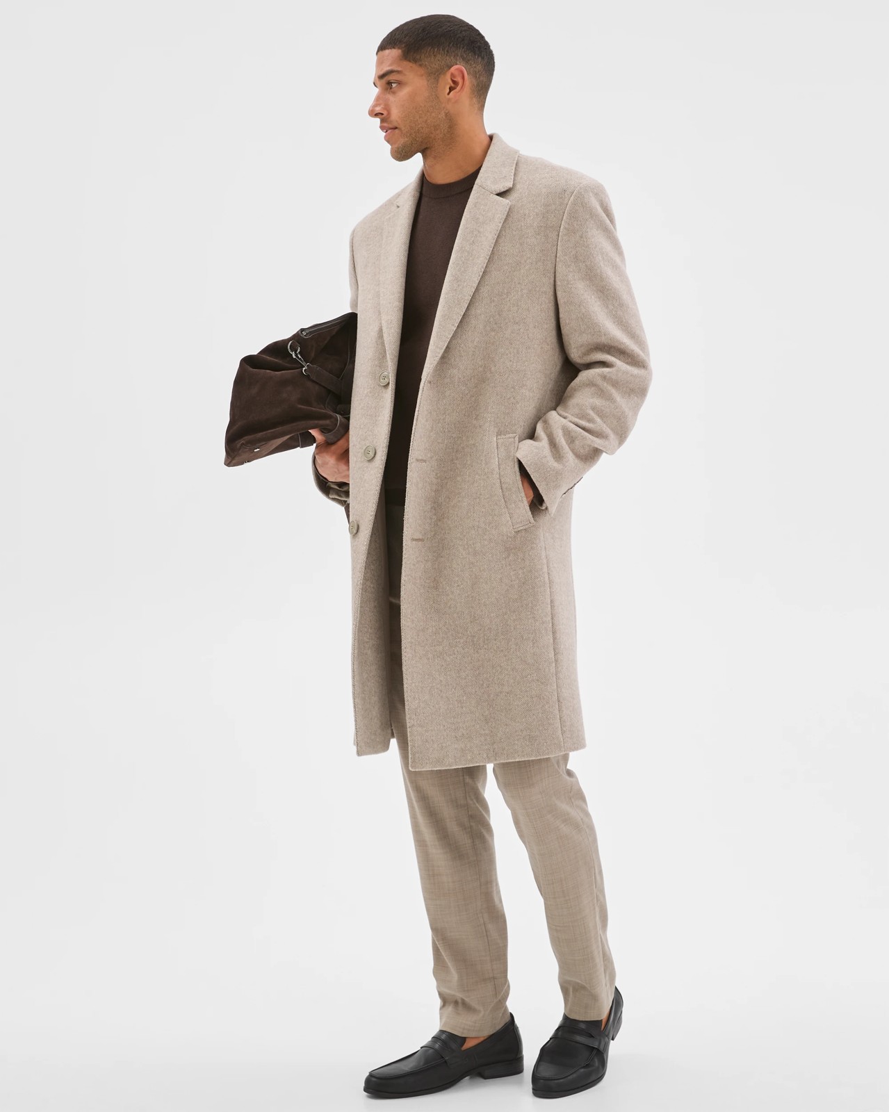 Preview Long Sleeve Long Coat - Oatmeal 2 of 6