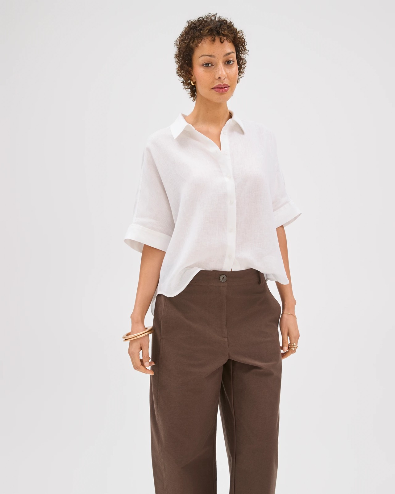 Relaxed Forward Seam Barrel Leg Pants - Coffee Bean 2 of 6