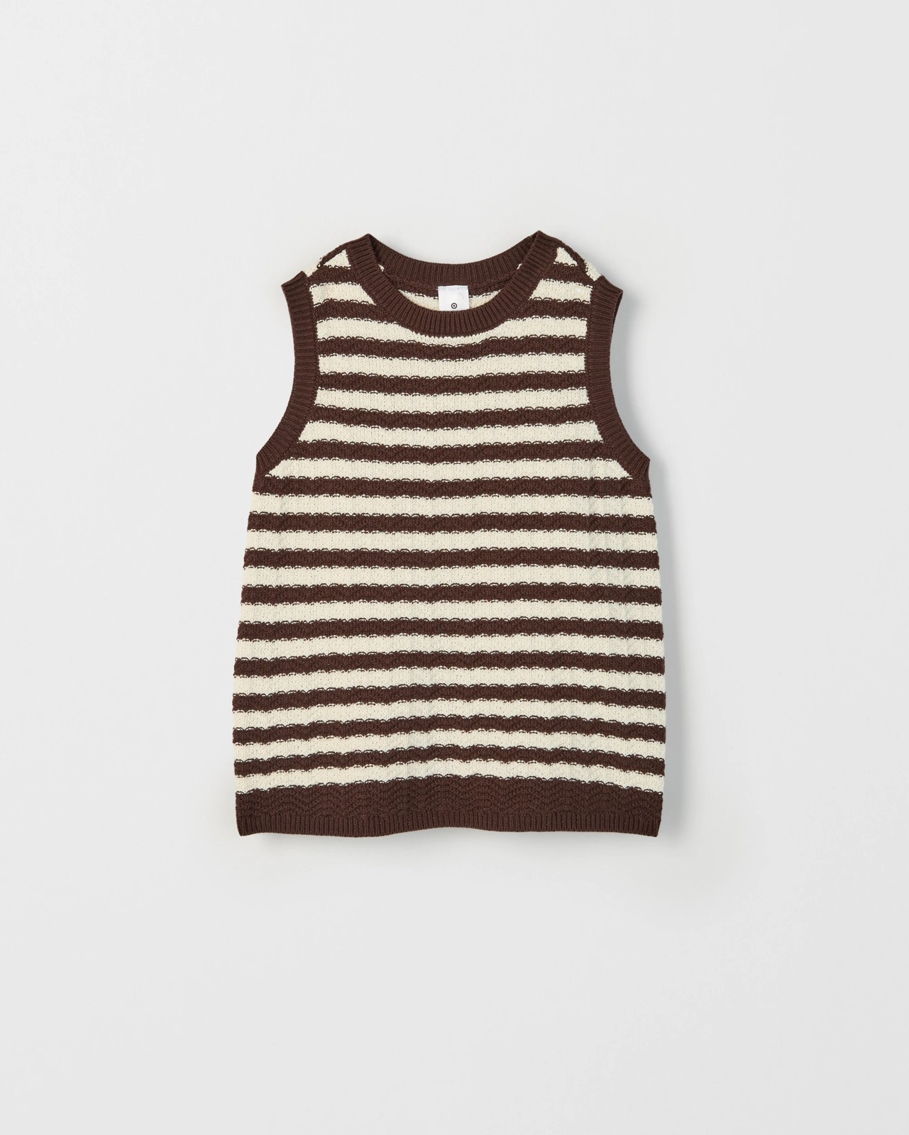 Australian Cotton Crochet Knit Tank Top - Stripe Chocolate 5 of 6