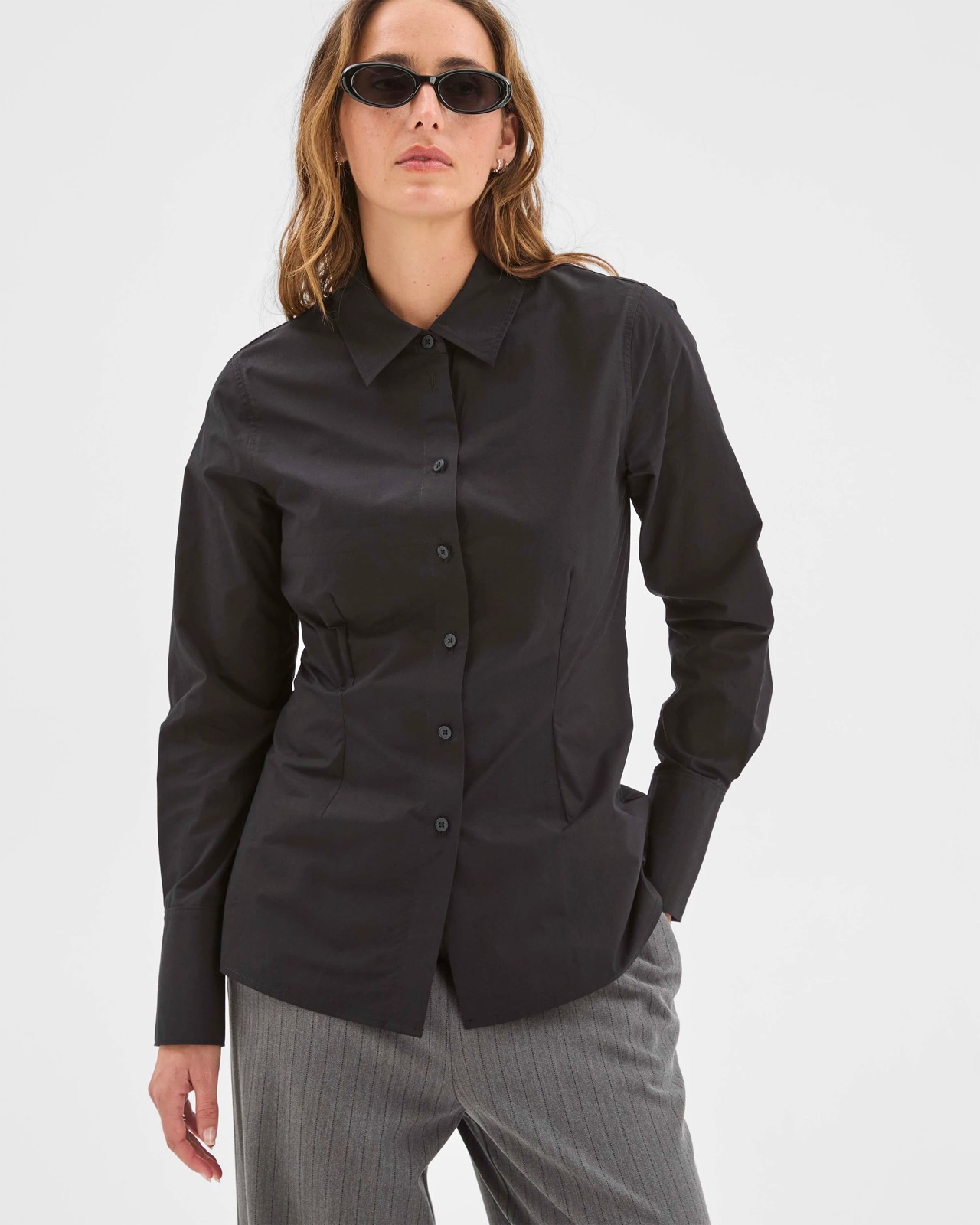 Preview Australian Cotton Tailored Waist Shirt - Black 4 of 5