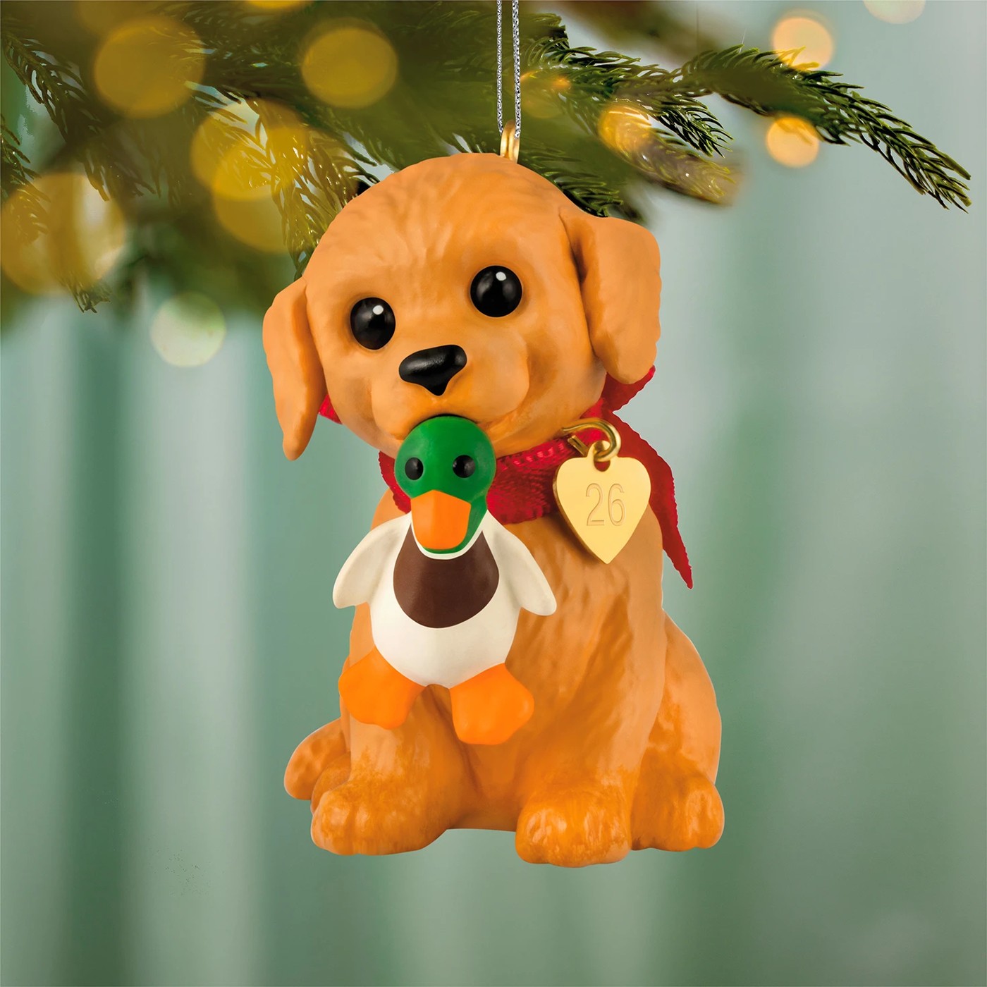 Hallmark Keepsake Golden Retriever Puppy Love Christmas Tree Ornament 2 of 6