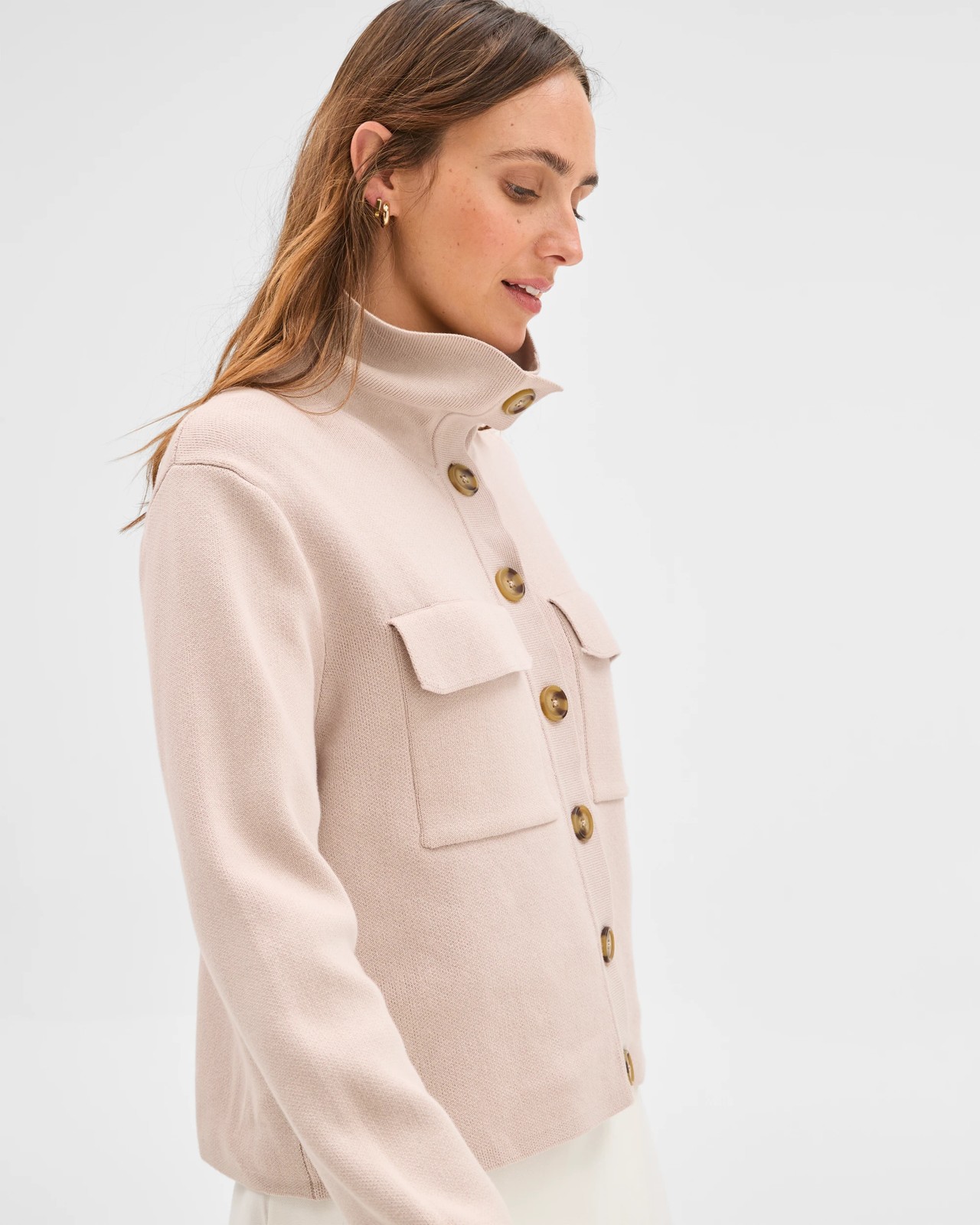 Australian Cotton Funnel Neck Cocoon Knit Jacket 5 of 5