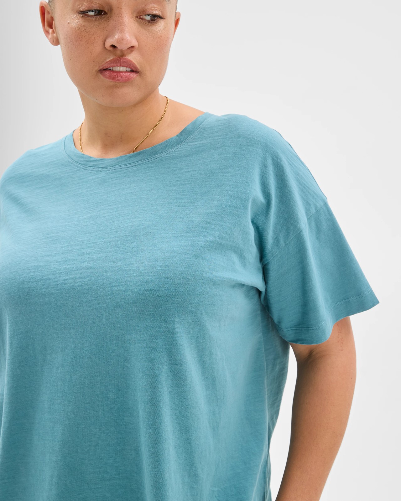 Plus Size Australian Cotton Slub Boxy T-Shirt - Soft Ocean 3 of 6