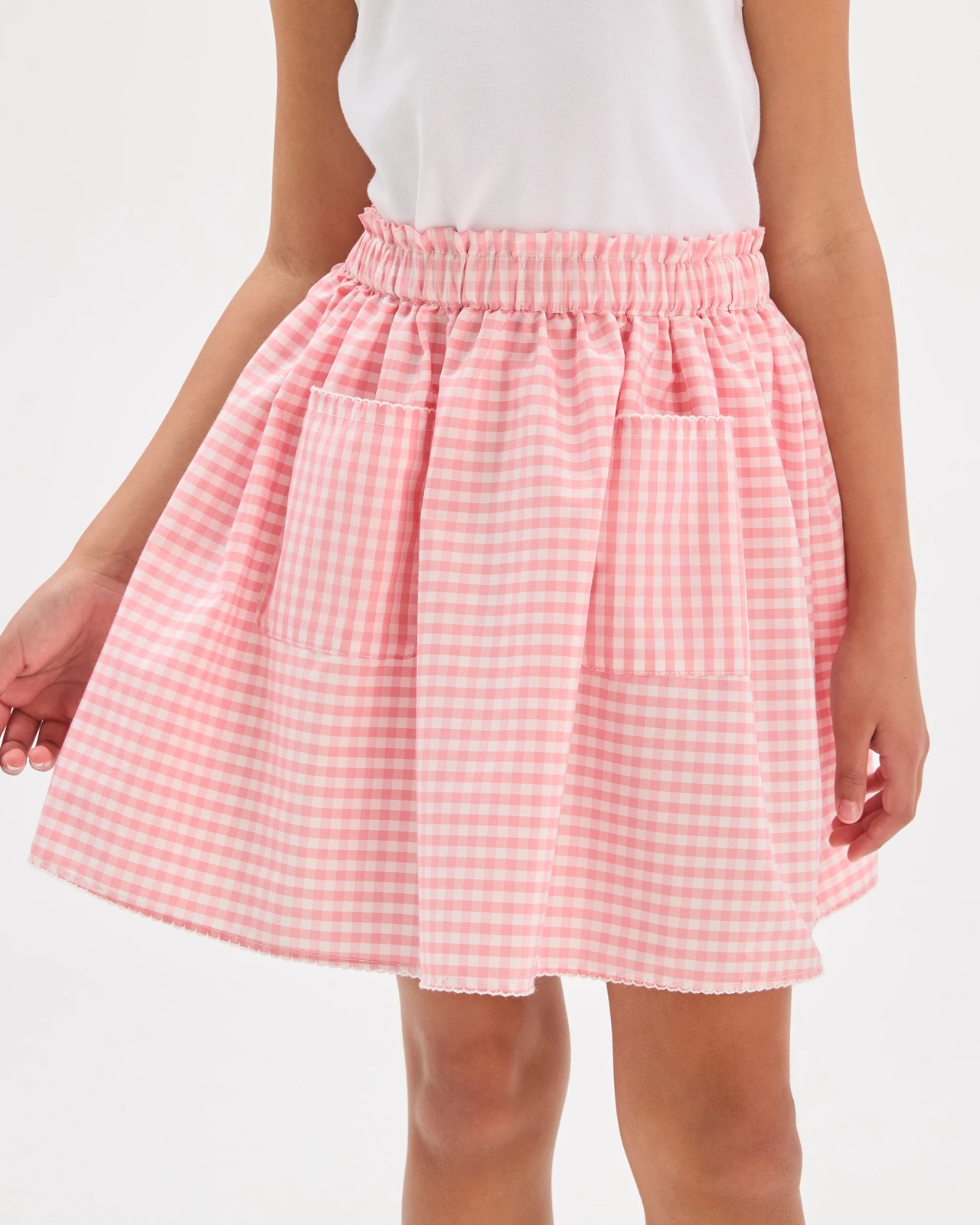 Woven A-Line Pull On Skirt - Gingham Pink 4 of 5