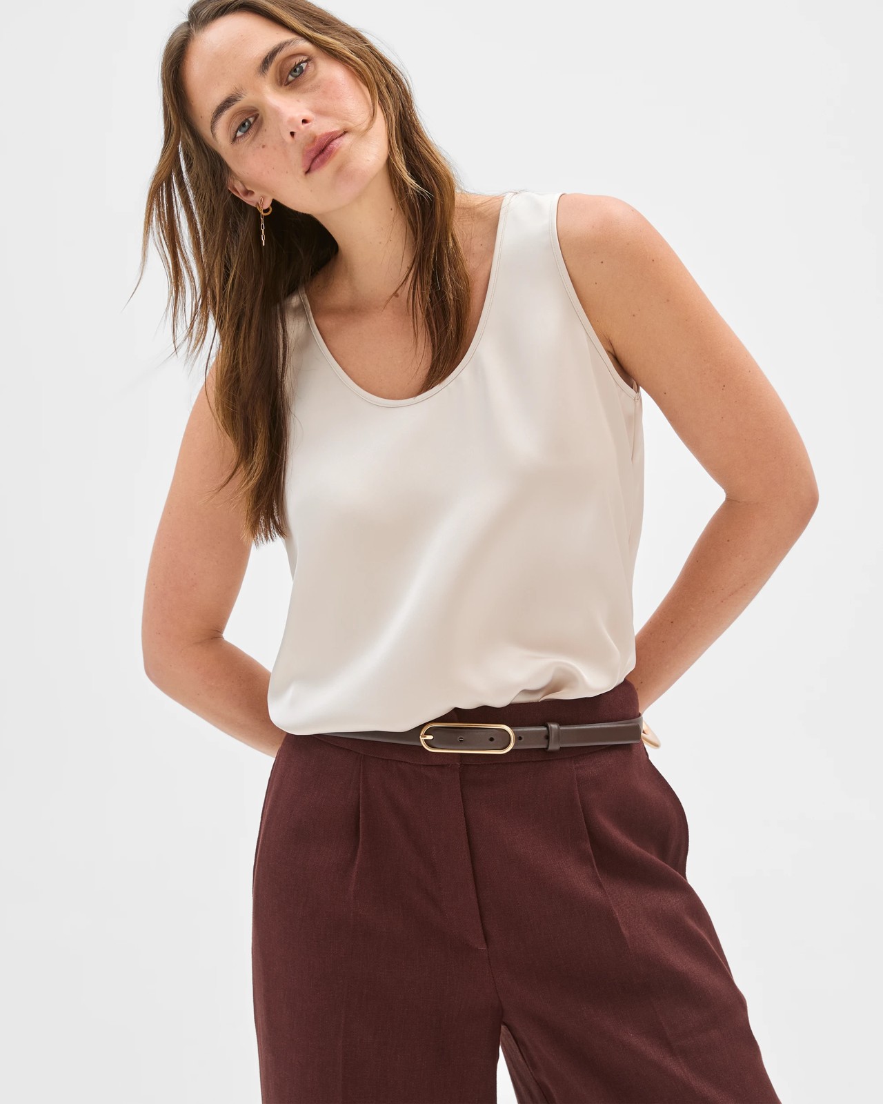 Preview Penny Sleeveless Scoop Neck Satin Top 3 of 5