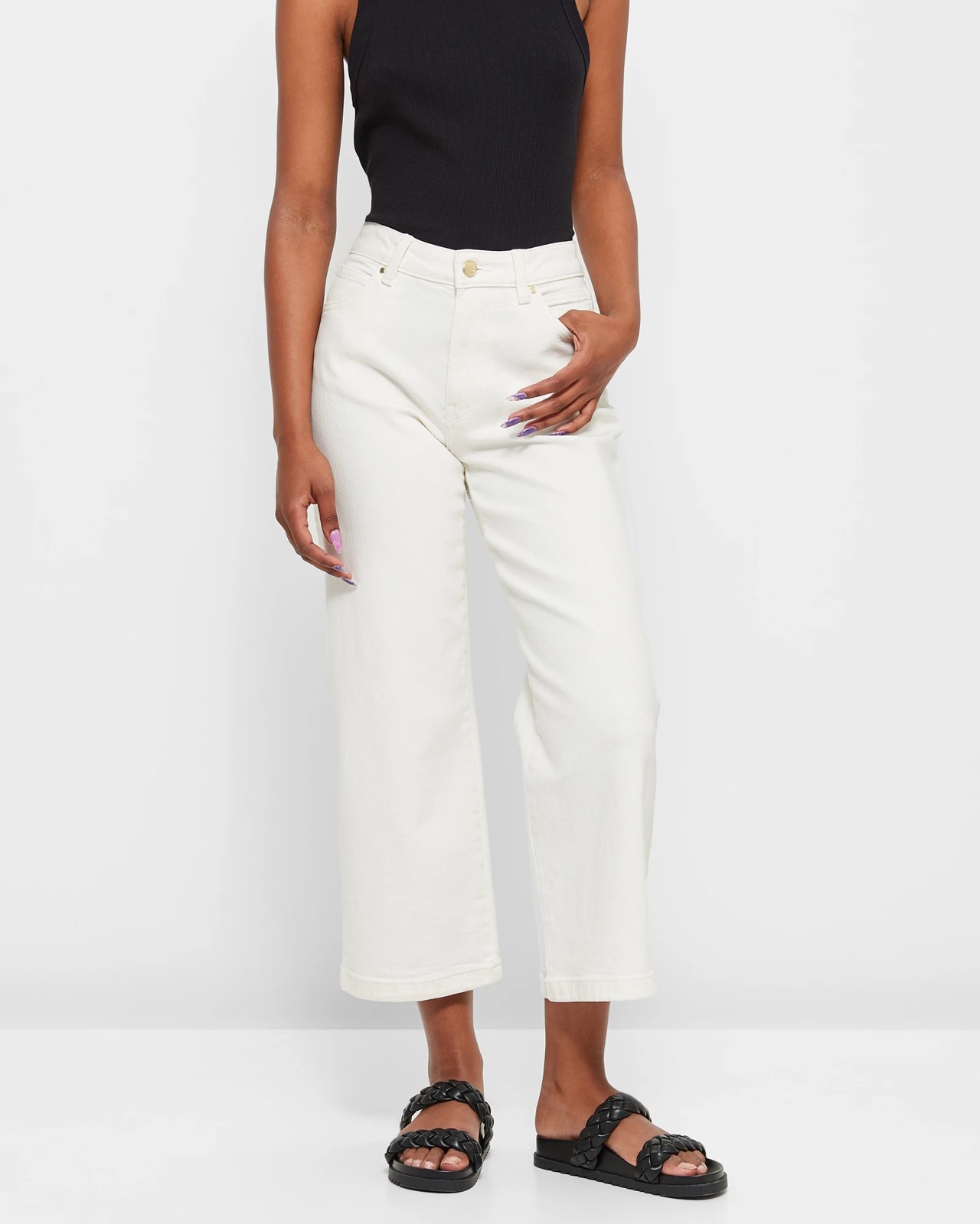 Dannii Minogue Petites Crop Wide Leg Denim Jeans | Target Australia