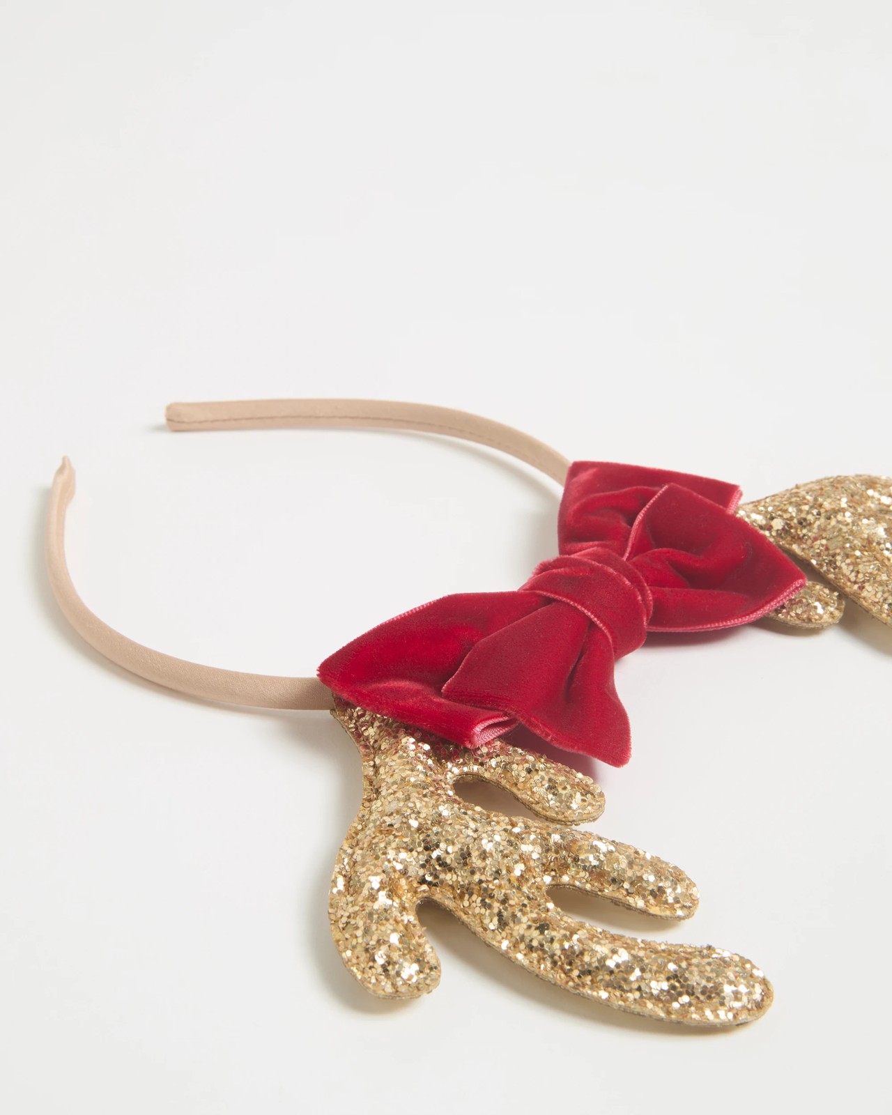 Velvet Bow Antlers Christmas Headband 2 of 3