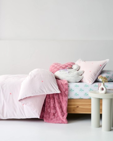 Brooke Embroidered Hearts Cotton Quilt Cover Set