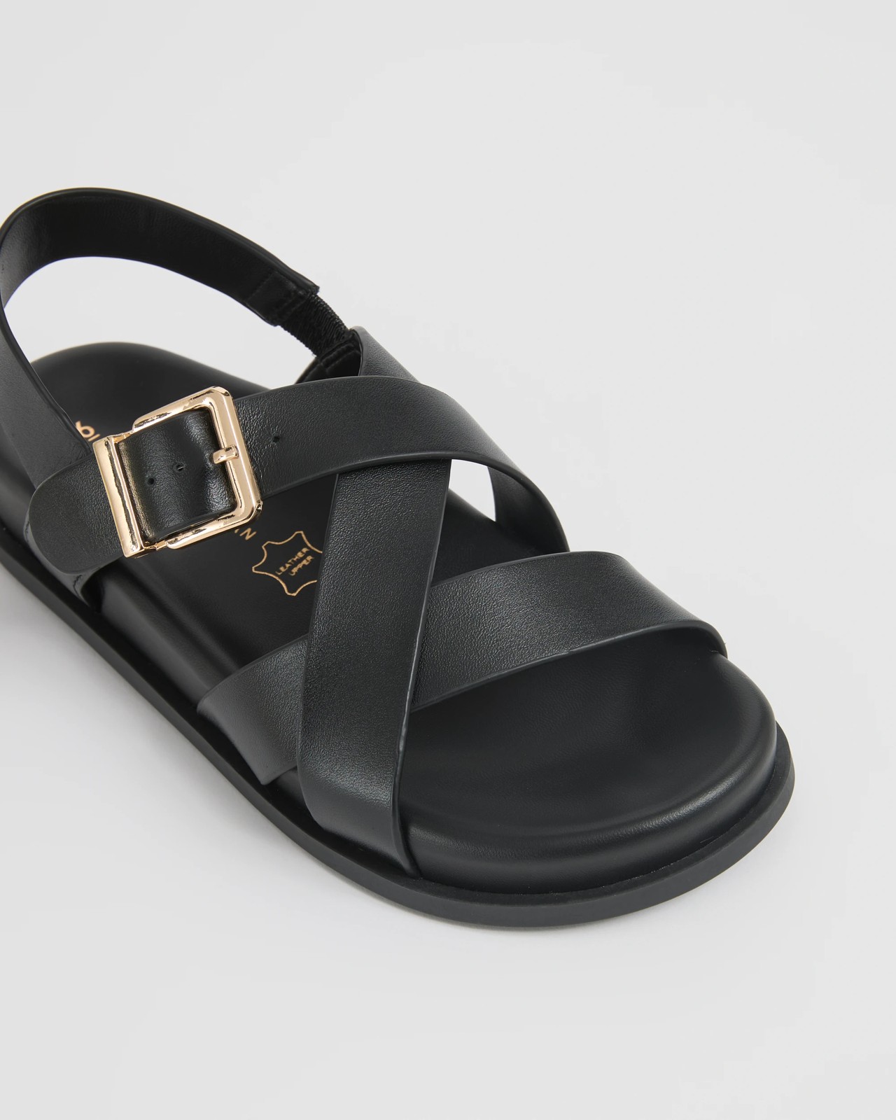 Genuine Suede Leather Strap Sandals - Danny - Black Leather 3 of 3