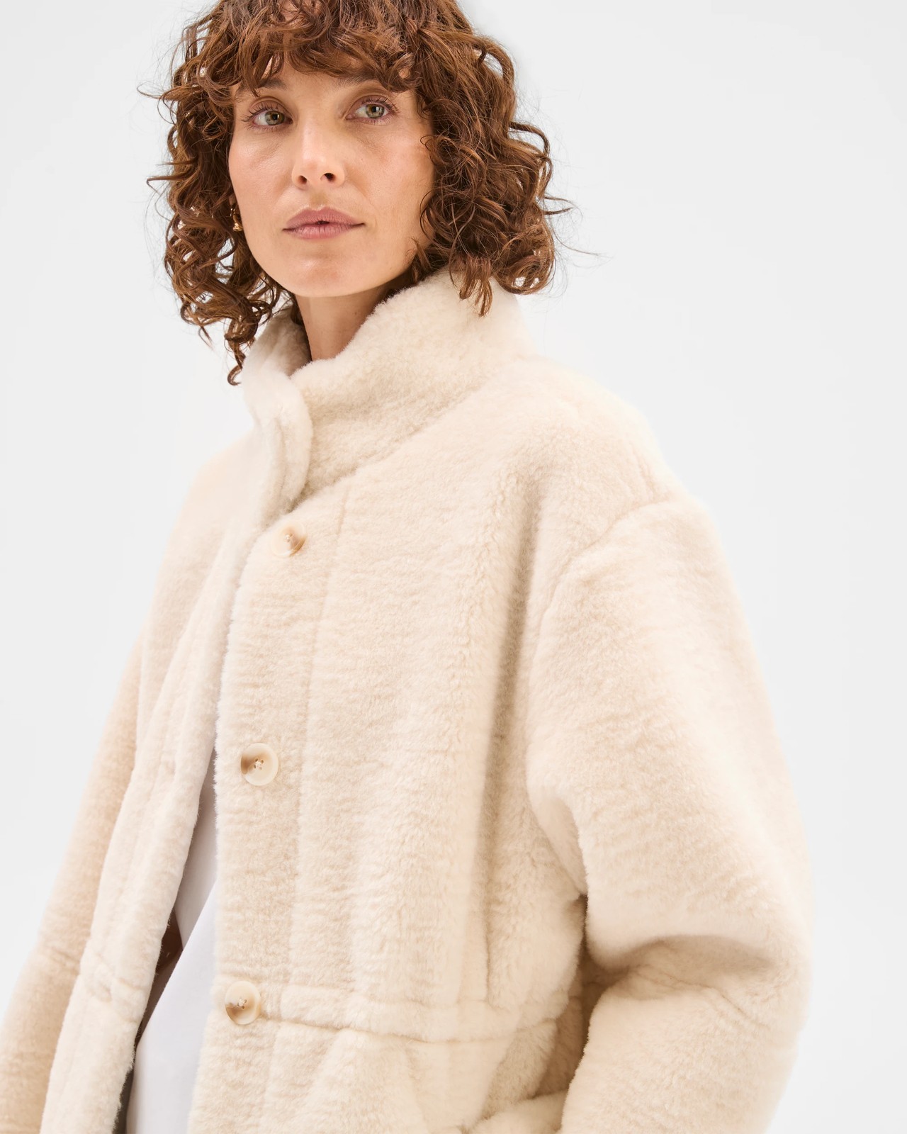 Long Sleeve Shearling Coat 4 of 6