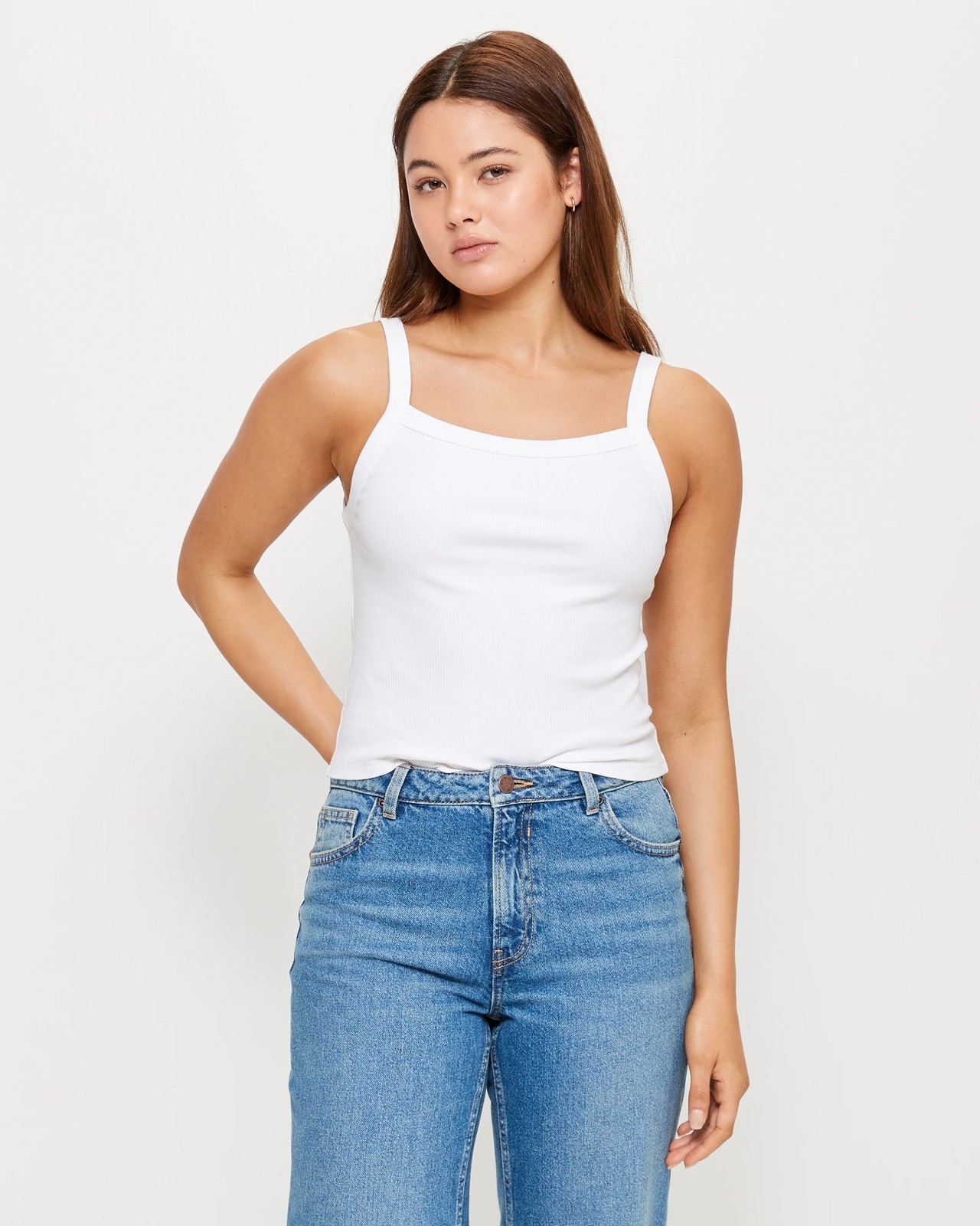 Australian Cotton Rib Tank Top - Brilliant White