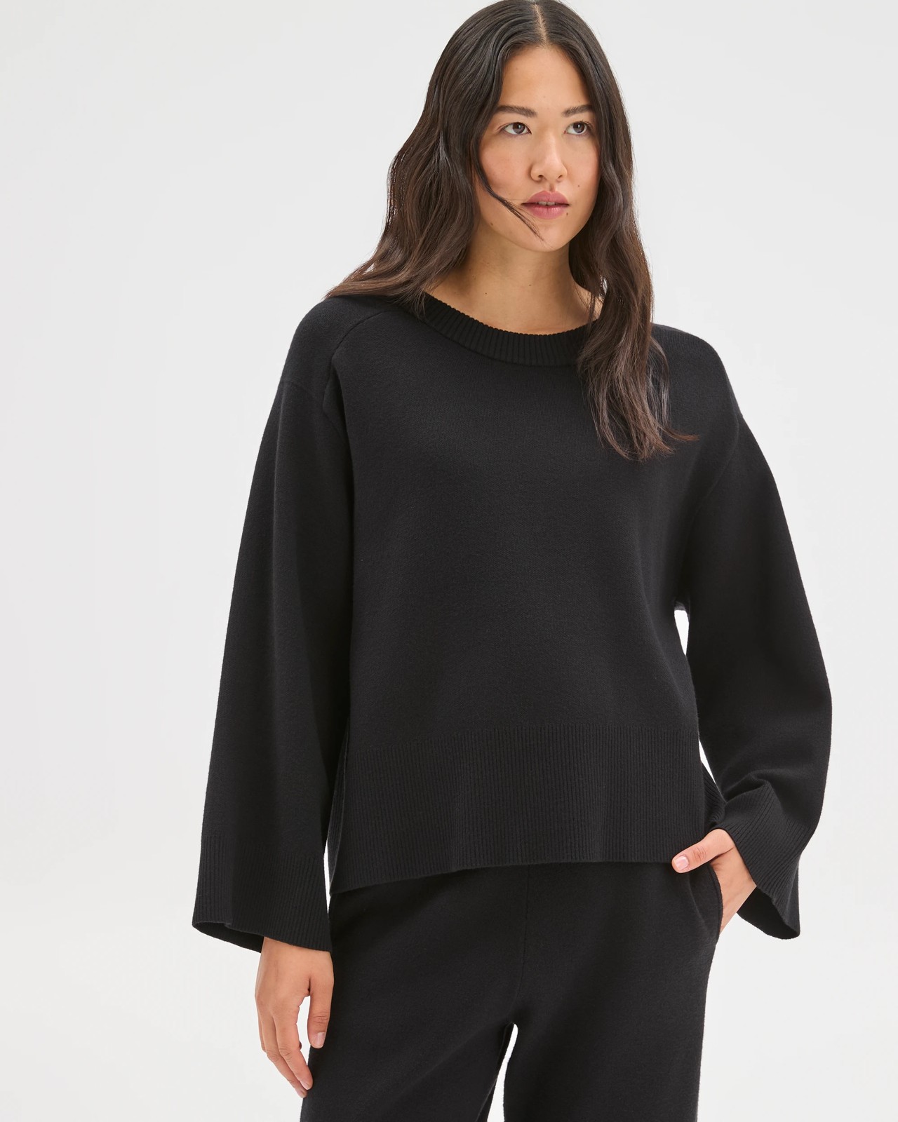 Clean Knit Crew Neck Sweater - Black 6 of 6