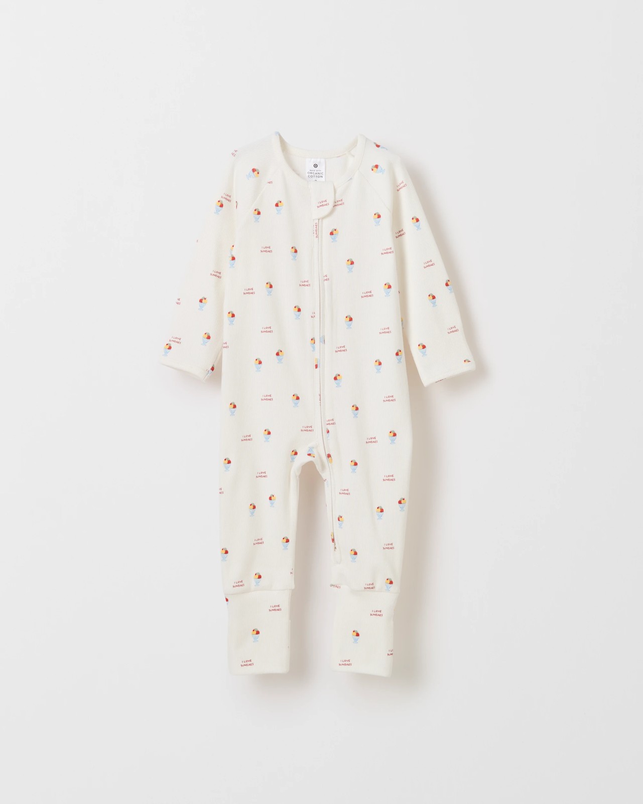 Baby Organic Cotton Rib Zip Footless Coverall - Sundaes Cloud Dancer 4 of 6