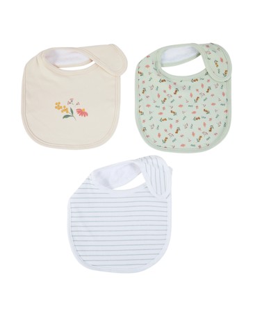 Anko 3 Pack Organic Cotton Bibs - Flora