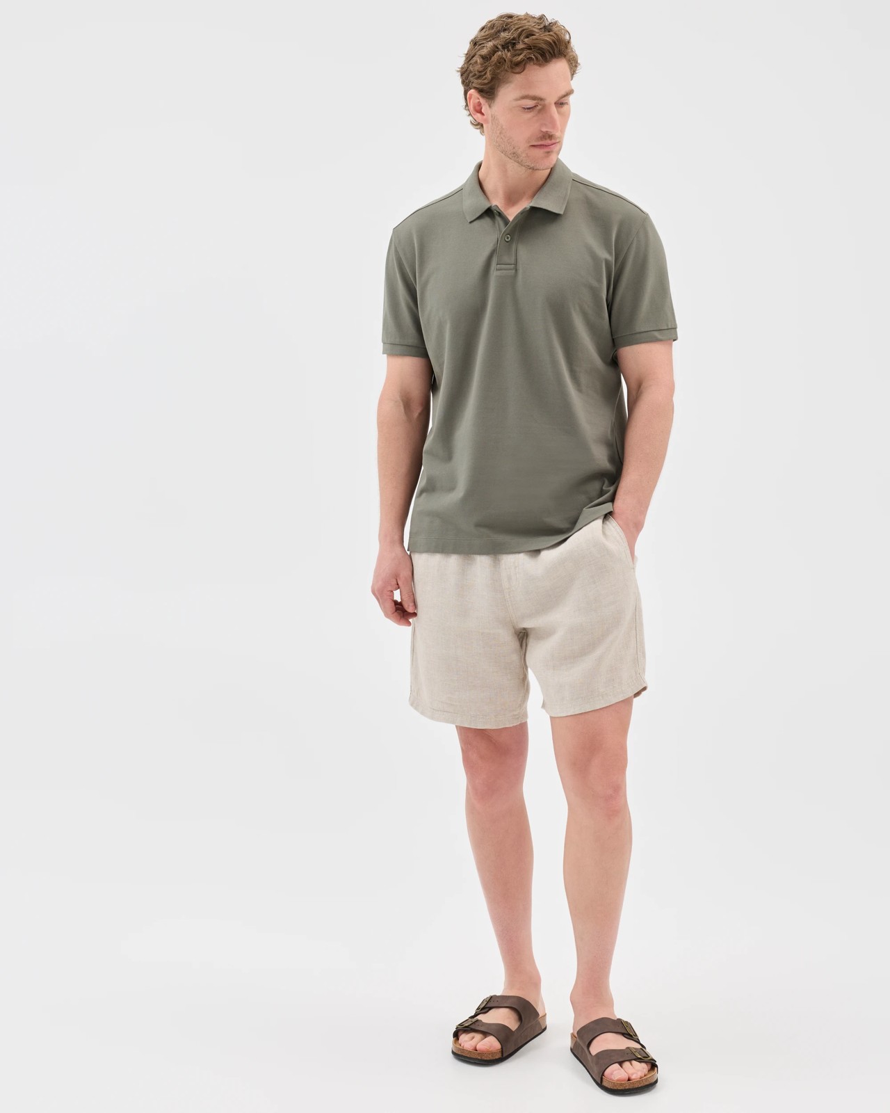 Australian Cotton Pique Polo Top - Khaki 2 of 5