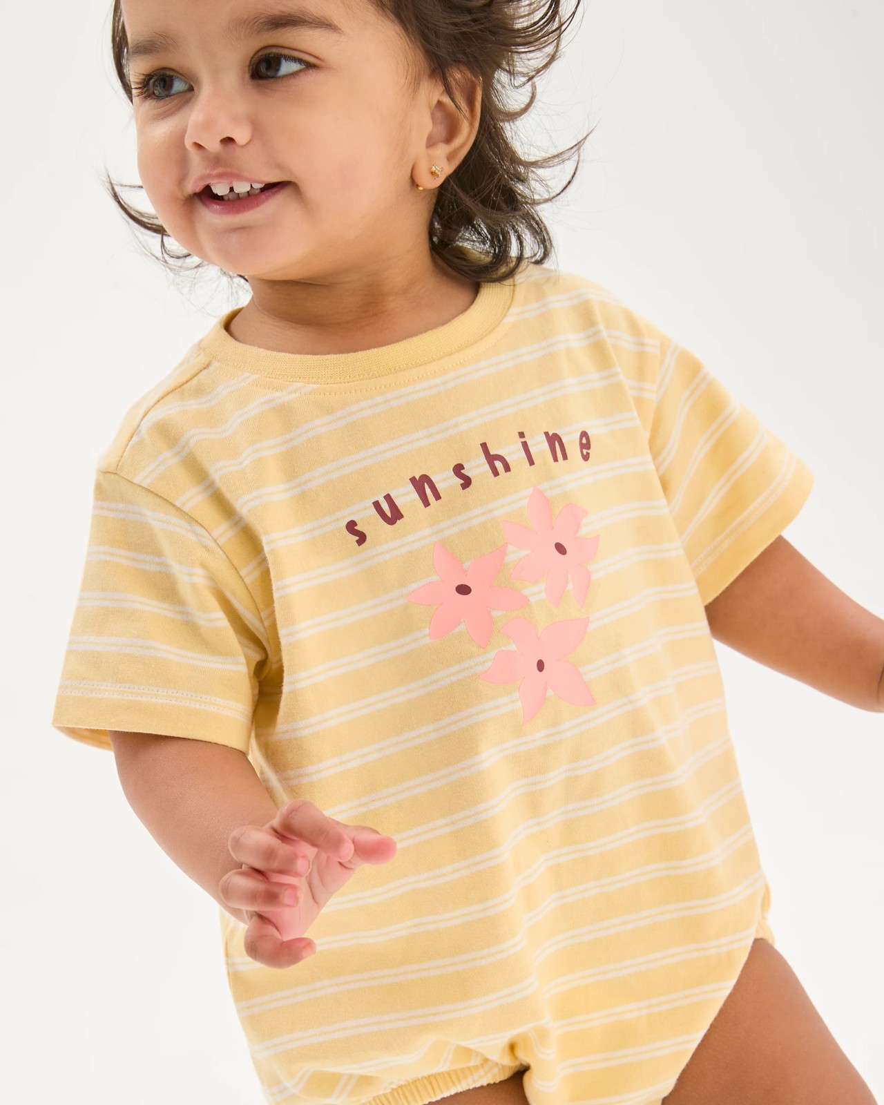 Baby Organic Cotton Short Sleeve Bubble Bodysuit - Sunshine Yellow 2 of 5