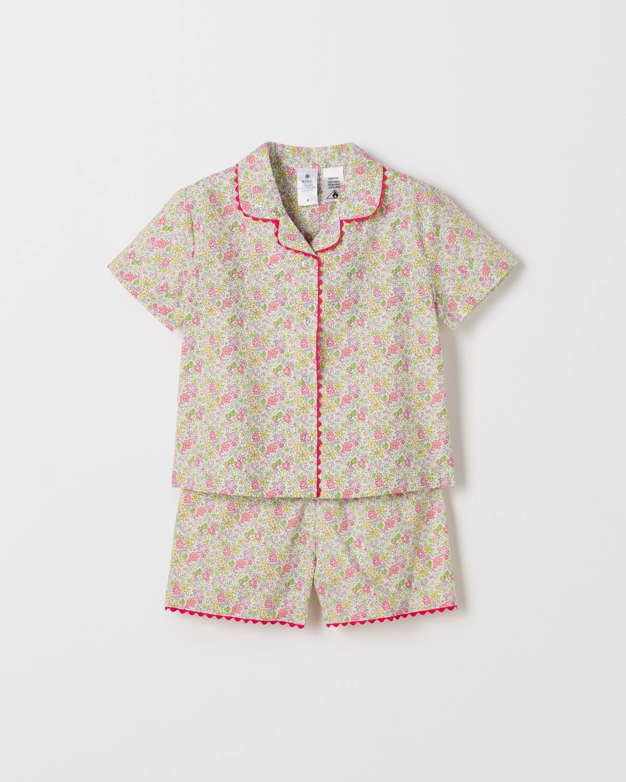 Australian Cotton Younger Girls Ric Rac Shorts Pyjama Set - Floral 5 of 6