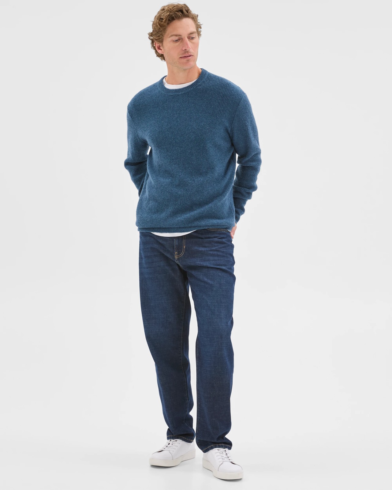 Lambswool Long Sleeve Crew Neck Knit Jumper - Bright Blue 2 of 5