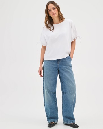 Australian Cotton Gathered Sleeve Cocoon T-Shirt