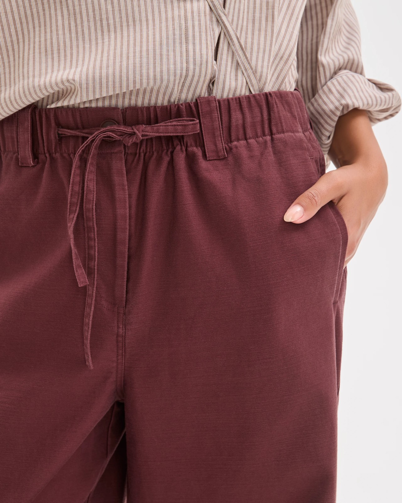 Australian Cotton Textured Cotton Pants - Chocolate Plum 4 of 6