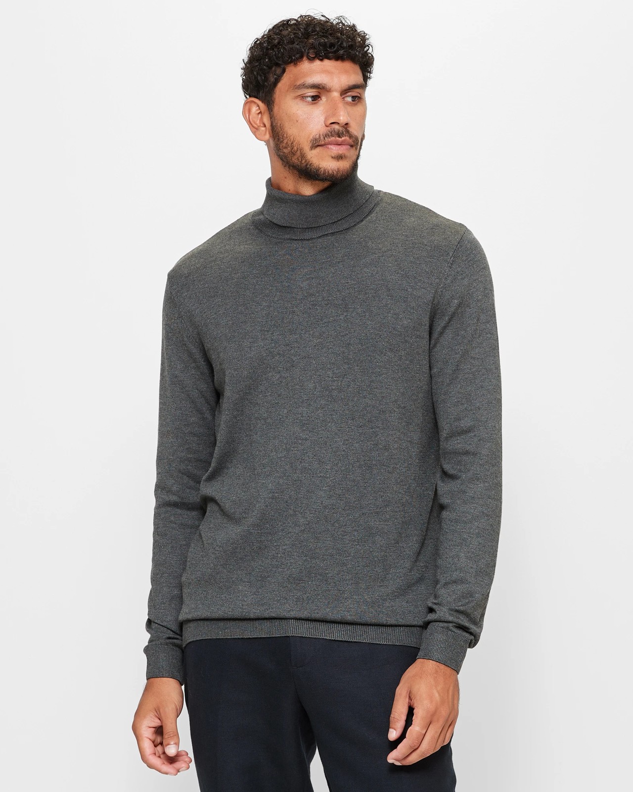 Dark grey roll on sale neck