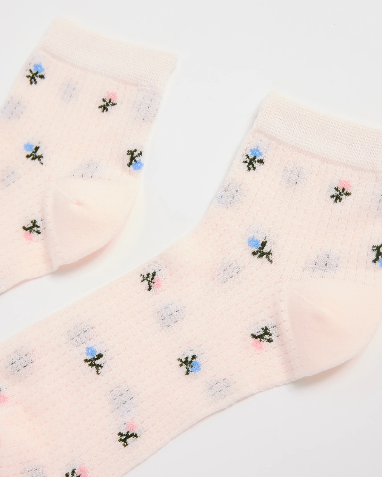 Australian Cotton Blend Floral Pointelle Quarter Crew Socks - Pink 2 of 3