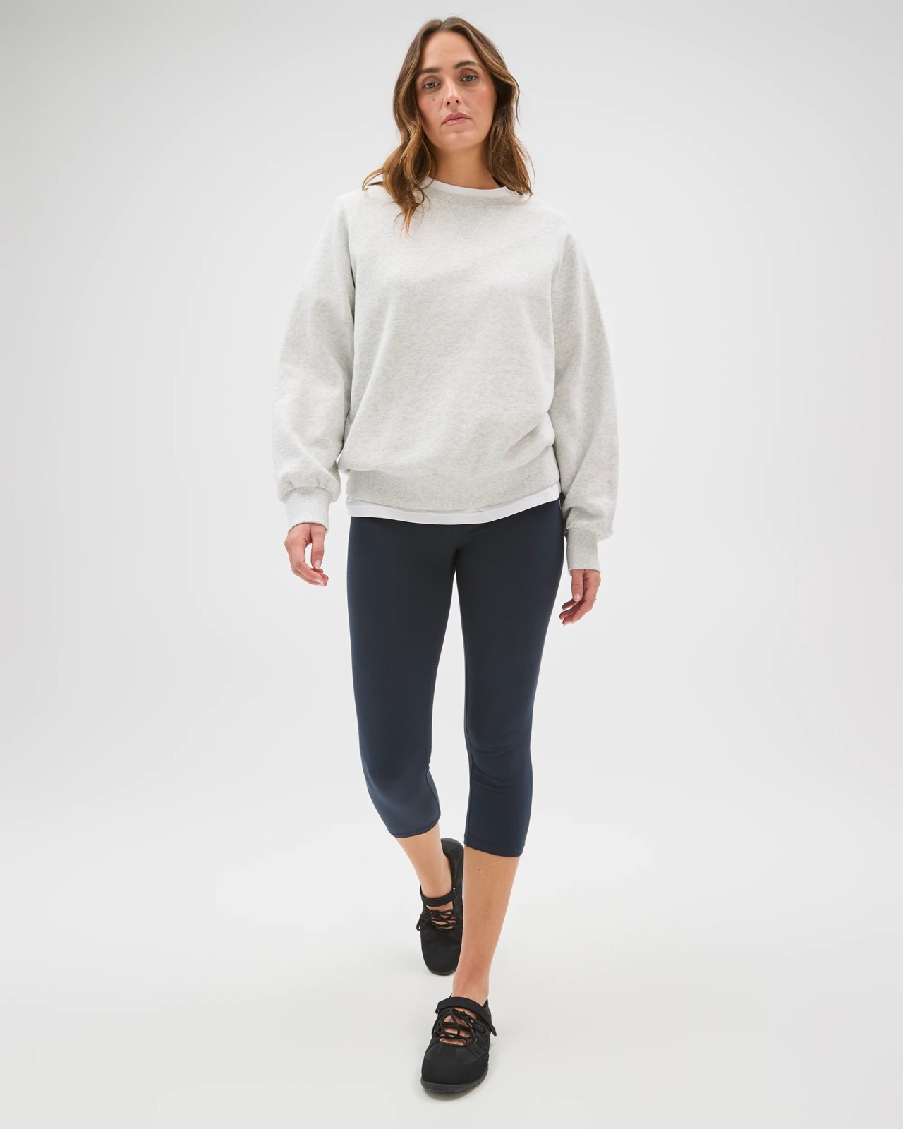 Active Australian Cotton 3/4 Length Stretch Leggings - Navy Blue 2 of 5
