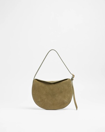 Suede Leather Crescent Shoulder Bag