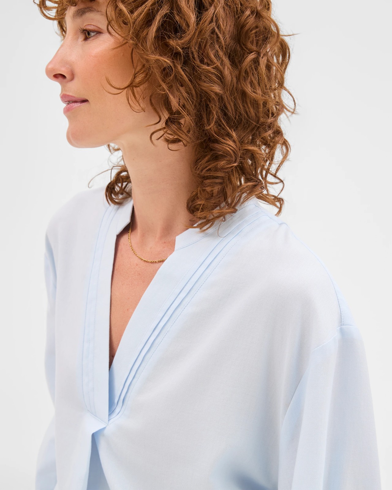 Australian Cotton Tuck Detail Popover Top - Ice Blue 5 of 5