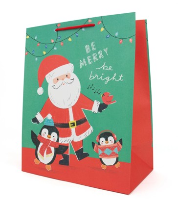 Hallmark Large Christmas Gift Bag - Santa Clause & Penguin Friends