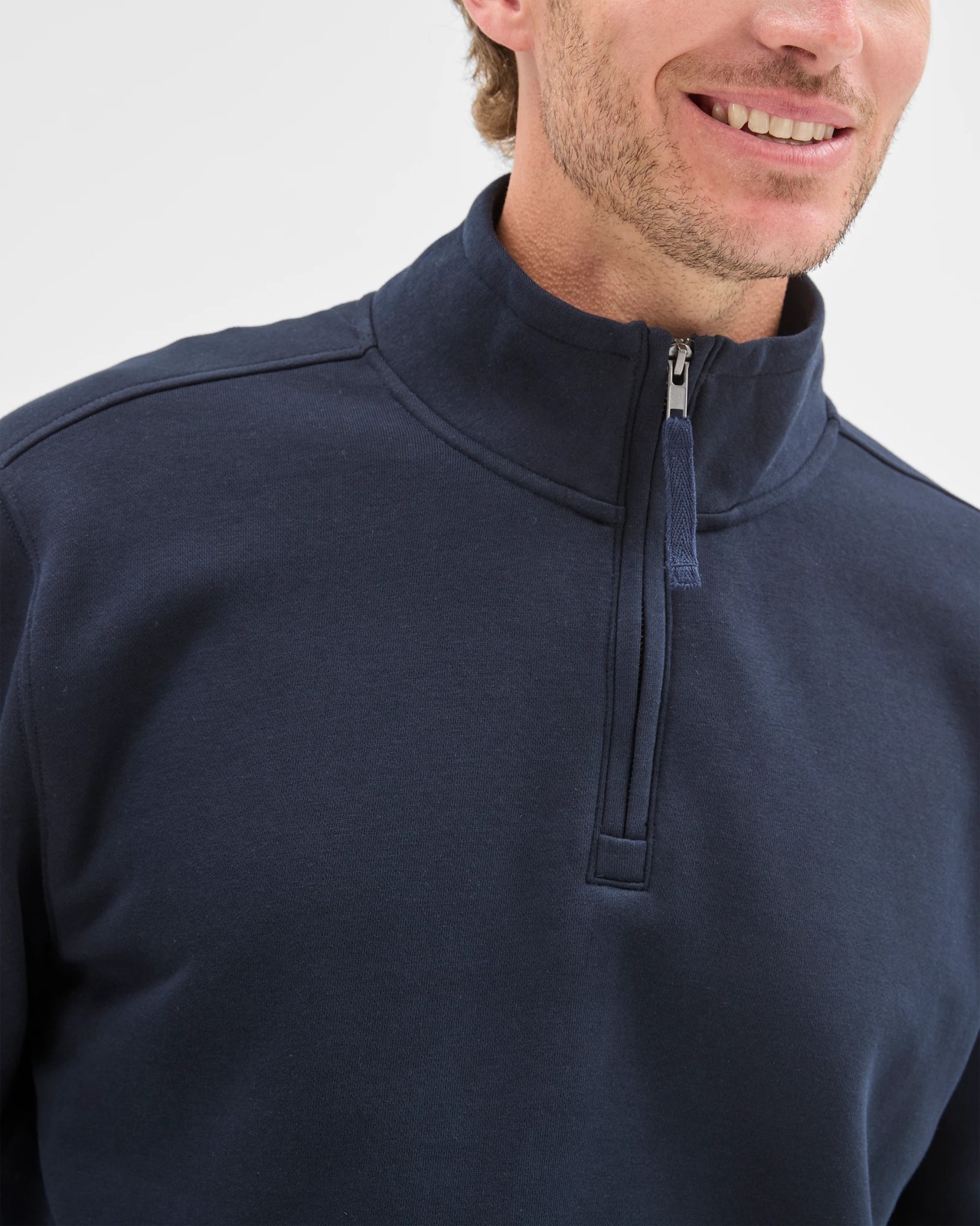 Australian Cotton Blend Fleece Half Zip Top - Navy 5 of 6