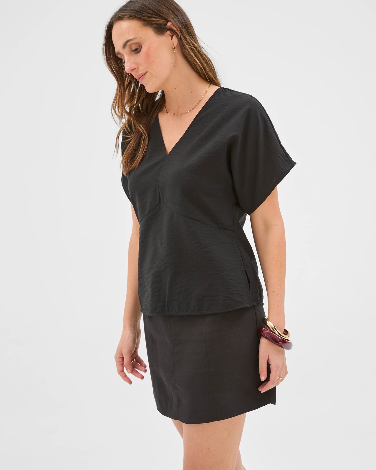 Preview Phoebe V Neck Shell Top - Black 4 of 5