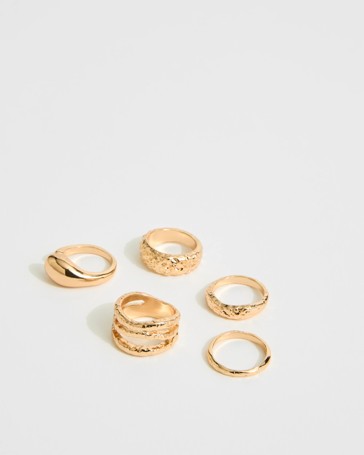 5 Pack Textured Ring Set