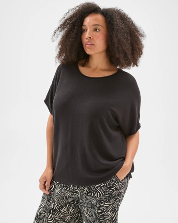 Plus Size Australian Cotton Blend Roll Edge Knit Top