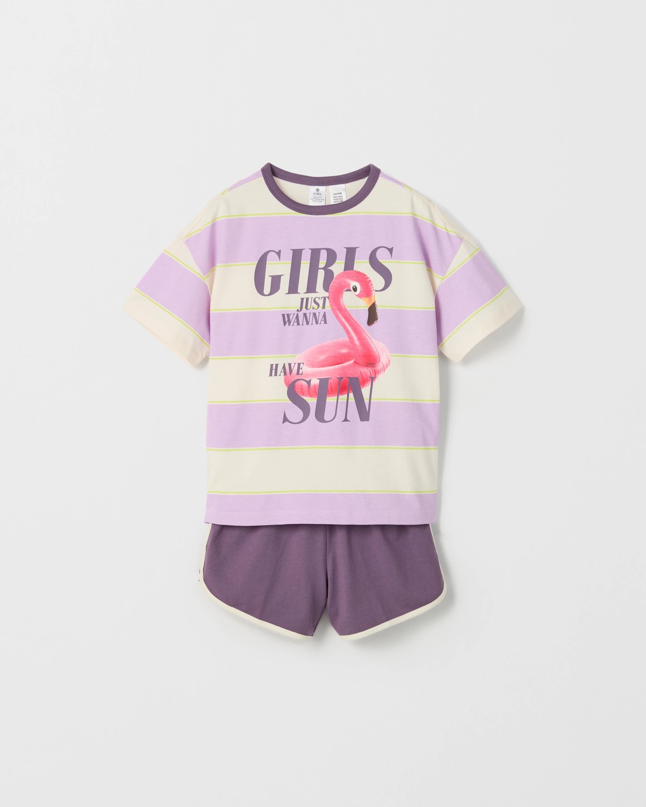 Australian Cotton Older Girls Jersey Pyjama Set - Multi Flamingo 5 of 5