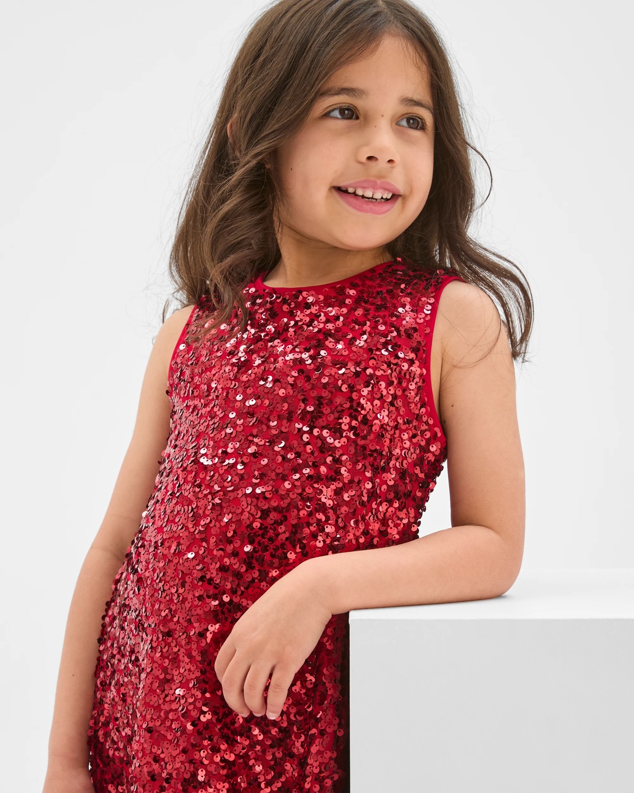 Tulle Sleeveless Occasion Sequin Dress - Sequin Red 3 of 5