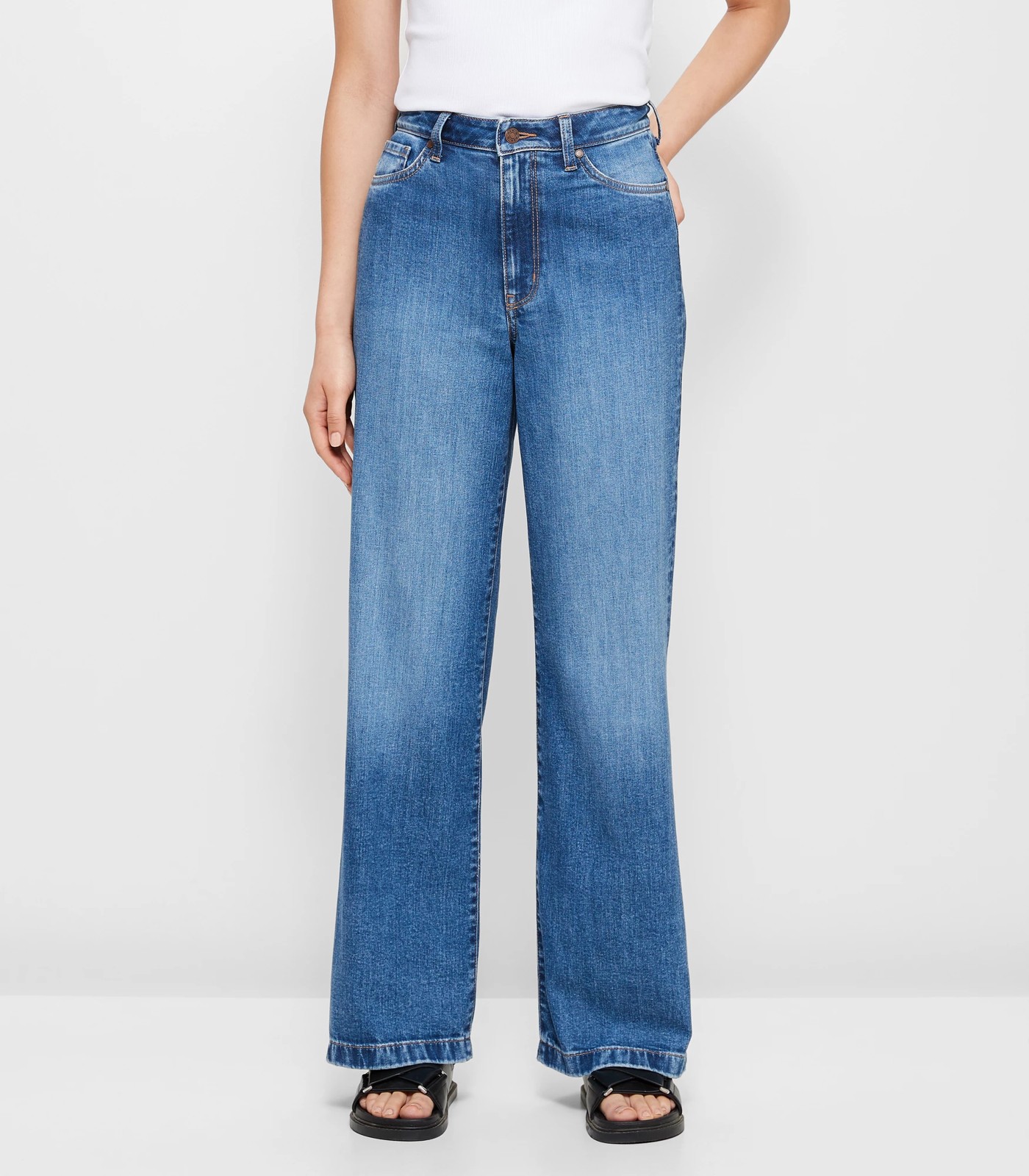 Wide Leg High Rise Full Length Denim Jeans | Target Australia
