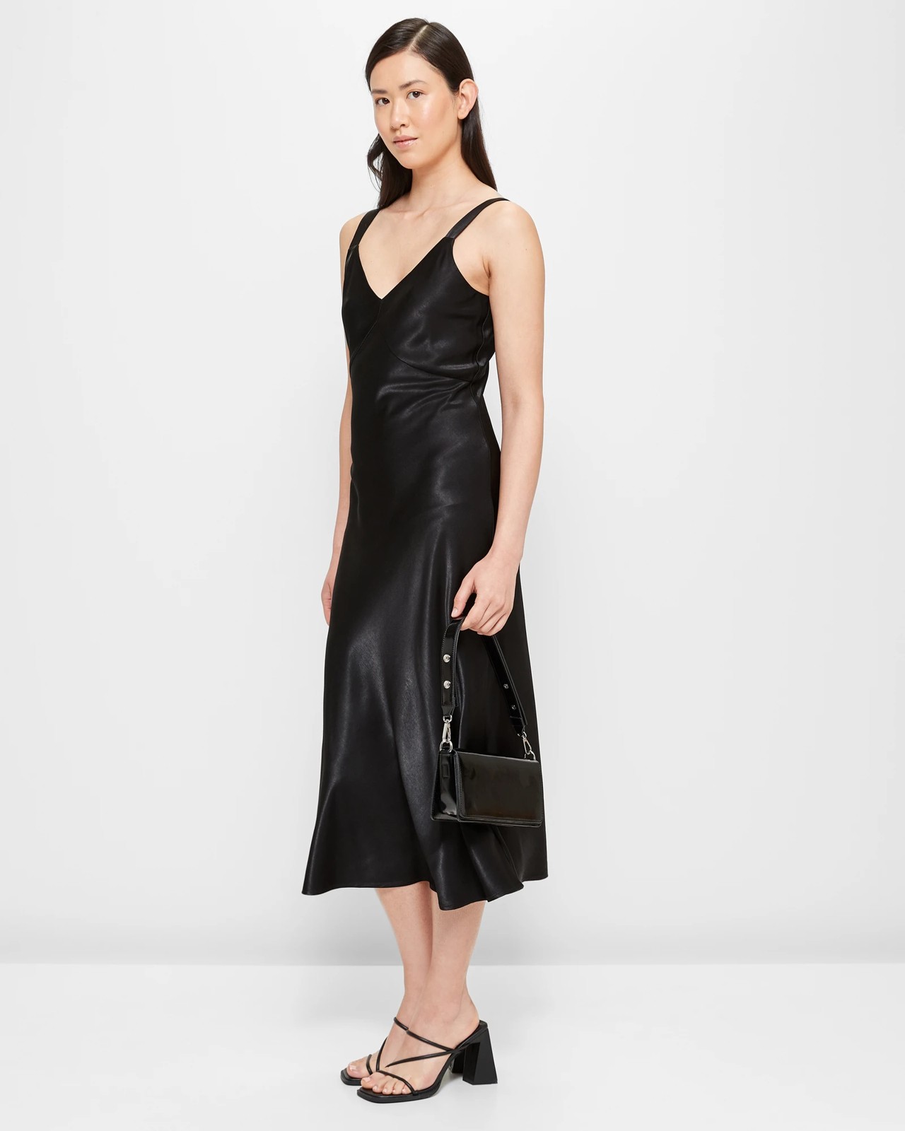 Satin V-Neck Slip Dress - Preview