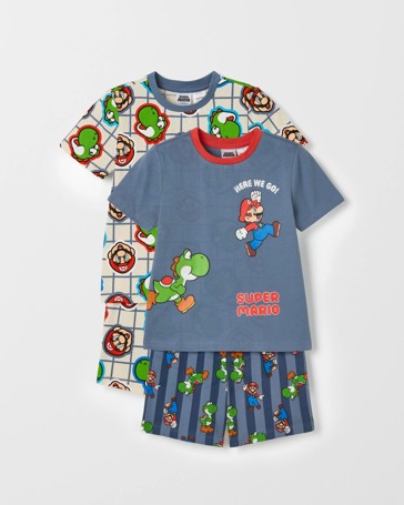 Super Mario Australian Cotton Jersey 2 Pack Younger Boys Pyjama Set