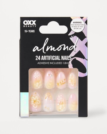 OXX Beauty Pack Artificial Nails with Adhesive - Almond Shape - Hibiscus