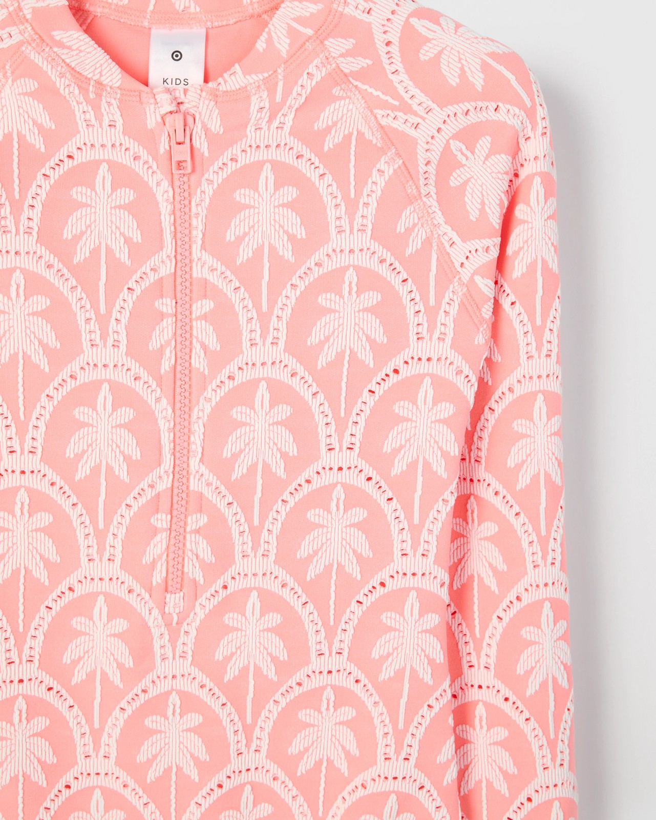 Long Sleeve Textured Swim Surfsuit - Palm Washed Coral 2 of 2