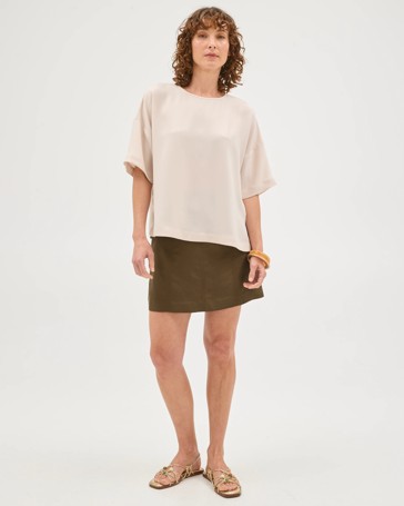 Preview Grace European Linen Blend A-Line Mini Skirt