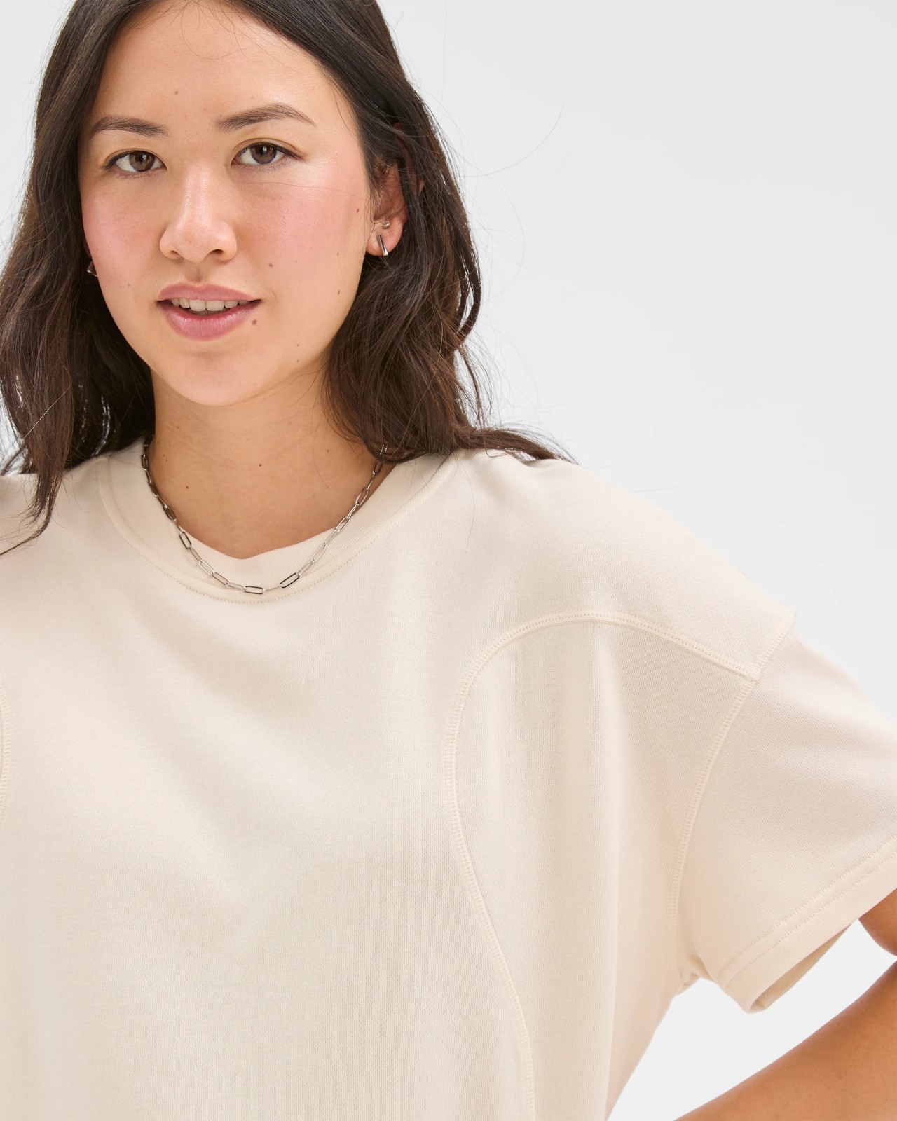 Active Australian Cotton Blend Knit T-Shirt - Oatmilk 5 of 6
